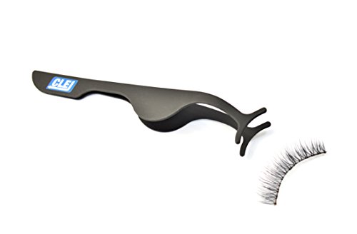 False Eyelash Applicator/PREMIUM Stainless Steel Eyelash Extension Tweezers by CLEJ: For Instant Application & Removal | Adjust & Repair Your Lashes On The Go | Magnetic Stainless Steel [Black] |