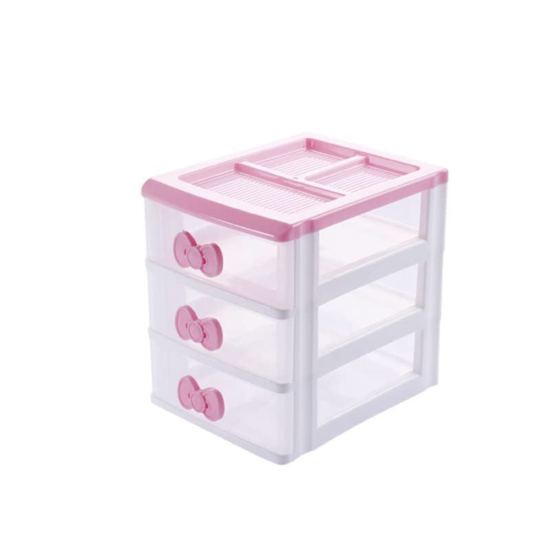 Photo 1 of WQURC Lovely Girls Receiving Storage Cabinets Box Room Desktop Makeup Organizer With Three-tier Desk Receiving Drawers N Pink Bowknot (Classical)