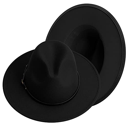 Wide Brim Fedora Hats for Women Men Two Tone Dress Hat Felt Panama