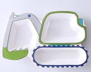 ASMGroup Plate Divider diggel green shape ceramic cartoon children Dinner Plate kids dinner plate tableware breakfast Divided Platter