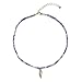 Blue Sodalite Bead Choker Necklace Stone Beaded Silver Pendant Choker Necklaces for Women Girls