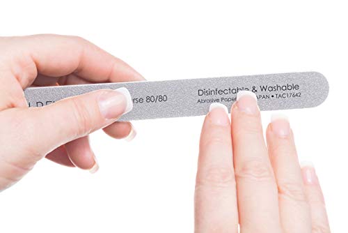 Tachibelle 10 Pcs Premium JAPAN Abrasive 80/80 Grit Coarse Disinfectable Washable Zebra Nail File Sanding Emery Board