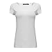 OThread & Co. Women's Short Sleeves T-Shirt V-Neck Plain Basic Spandex Tee (Small, White)