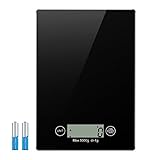 Vellepro Electronic Kitchen Scale with 4 Units,Large LCD Display, Auto Off,Tare Function,Multifunction Food Scale with Water-Resistant Tempered Glass Surface,Touch Sensitive Button(Batteries Included)