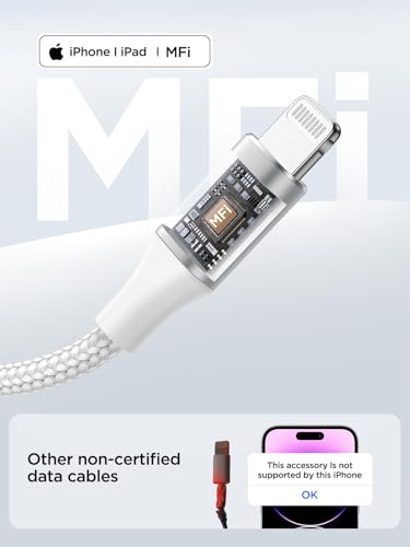 Aioneus USB C to Lightning Cable 1M, [Apple MFi Certified] iPhone Charger Cable Power Delivery Type C to iPhone Cable Fast Charging Cord for iPhone 14 13 12 11 Pro Max Mini XS XR X 8 7 6 5, iPad