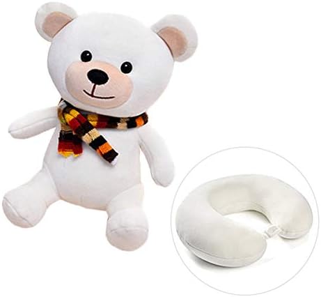 Ytzada Bear Neck Pillow Travel Pal Travel Pillow Stuffed Animal Perfect for Airplane, Car, Converts from U Shaped Pillow to Stuffed Plush Animal Toy for Kids, Boys, Girls and Any Age