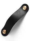 JIASENBAO Black Leather Drawer Pulls 6 Pack