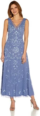 adrianna papell women's bead flutter-sleeve midi mesh dress Adrianna Papell Women's Bead Flutter-Sleeve Midi Mesh Dress - Blush Multi
