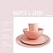Bamboo Fiber 4-Piece Non-Breakable Dish Set - Dishwasher Safe - Pink Modern Design for All Ages