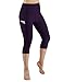 ODODOS High Waist Out Pocket Yoga Capris Pants Tummy Control Workout Running 4 Way Stretch Yoga Leggings,DeepPurple,Large