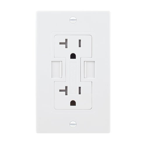 NewerTech Power2U USB Outlet, 20Amp Tamper Resistant Duplex Wall Outlet and 2.5Amp USB Charging Receptacle, white
