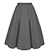 Tandisk Women's Vintage A-line Printed Pleated Flared Midi Skirts with Pockets (Grey, 2XL)