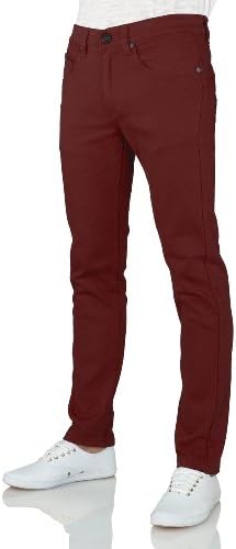 IDARBI Mens Basic Casual Color Skinny Cotton Twill Pants RUST 38/32