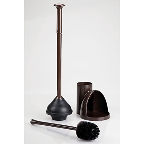 mDesign Hidden Plunger and Brush Set for Toilet Bowl Brush Cleaner
