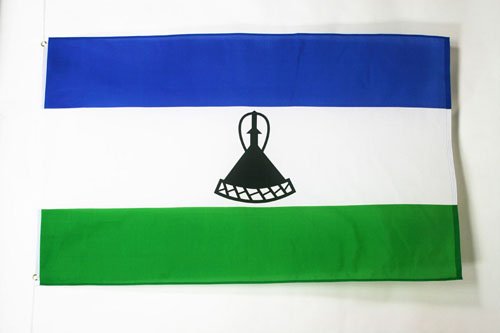 AZ FLAG - Lesotho Flag - 2x3 Ft - 100D Polyester Mosotho - Basotho Banner with Two Metal Grommets - Fade Resistant - Vivid Colors - 2' x 3' Feet - 90x60 Cm — image 1