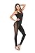 Women Mesh Stitching Back Keyhole Sleeveless See Through Jumpsuit and Romper Black