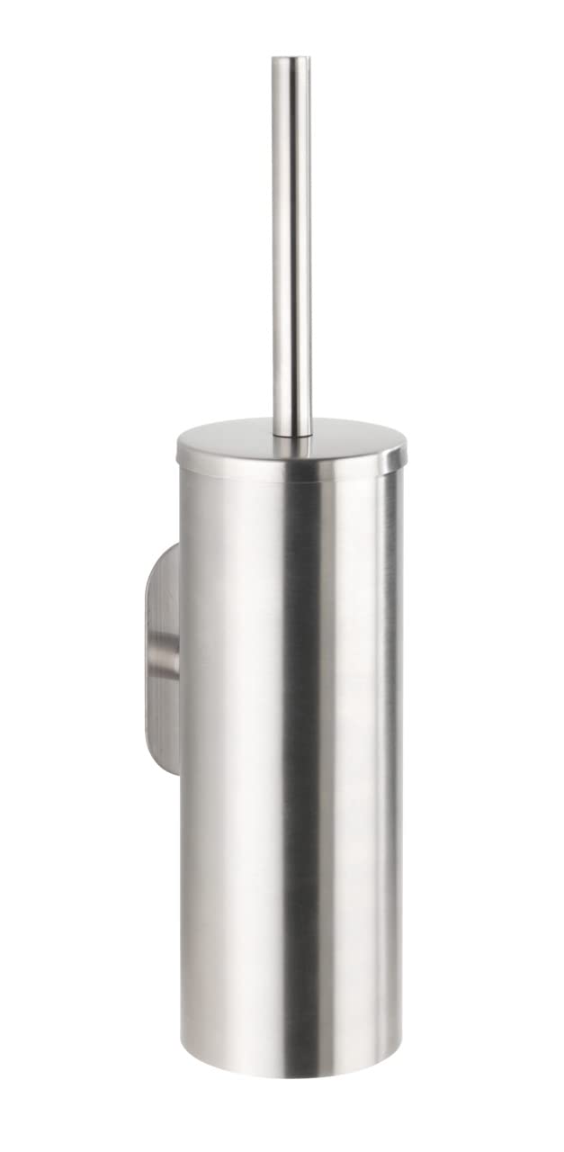 WENKO Turbo-Loc Orea Stainless Steel Toilet Brush Holder Closed No Drilling Required Rust-Proof Silver Matt 9 x 39 x 12.5 cm
