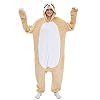 Kigurumis crème luiaard Dier Onesie Cartoon Dier Winter Pyjama Vrouwen Volwassen Cartoon Jumpsuit Kostuum Fleece…