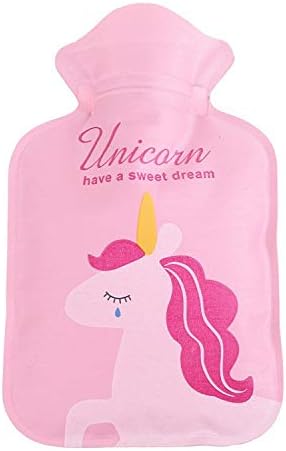 Small Hot Water Bottles, Cute Unicorn Hot Water Bottle of 0.5L Reusable Hand Foot Warmer for Kids, Boy, Baby, Ladies…