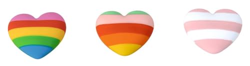 moses. Juego de 3 gomas de borrar de colores con forma de corazón y arcoíris para escuela, oficina e ideas creativas