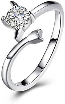 ywring Fashion trend constellation ring Sagittarius Copper Ring,White,8