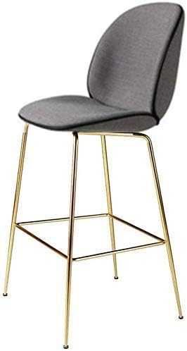 Stylish simplicity Bar Stools Metal Height Footrest Footstool Bar Stool with Backrest Padded Dining Chair Kitchen/bar | Blue/green Velvet Cushion High Stool | Gold-plated Metal Legs | Maximum Load 350