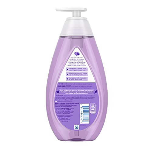 JOHNSON’S CALMING BABY SHAMPOO WITH SOOTHING NATURALCALM SCENT, HYPOALLERGENIC & TEAR-FREE BABY HAIR SHAMPOO, FREE OF PARABENS, PHTHALATES, SULFATES & DYES, 20.3 FL. OZ