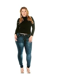 VIP JEANS Tallas grandes para dama, cinco bolsillos Skinny Stone Wash Light u Dark