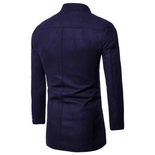 GREFER Fashion Personality Men's Jacket Autumn Winter Long Sleeve Solid Stand Button Woolen Coat Top