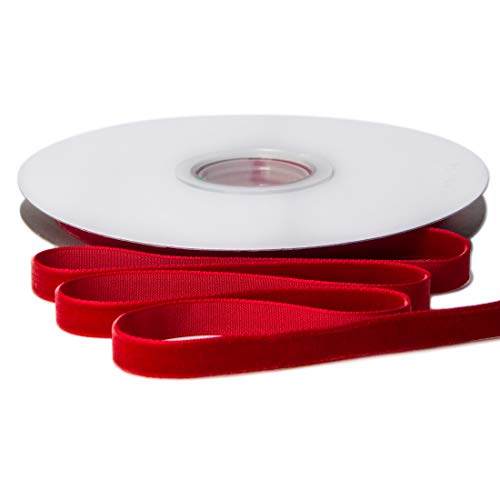 Ribbli Polyester Red Velvet Ribbon,3/8 Inch,10-Yard Spool,Use for Choker,Gift Wrapping,Floral Bouquets, Boutonnieres