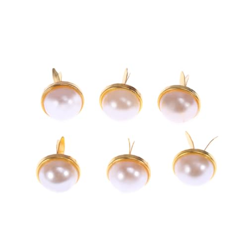 ARTIBETTER 100Pcs Pearl Decorative Brads for Scrapbooking DIY Crafts Golden Metal Fasteners with Finish for Cardmaking Christmas Decorations