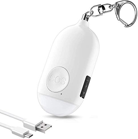Uniline iALERT 3-in-1 Rechargeable 130db Personal SOS Alarm with Bright LED Light and Keychain Safety Alarm for Women, Elders and Kids (White)