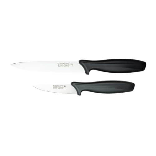 Rockingham Forge 2 Piece 8007 Essentials Range Utility Knife Set, Includes 9cm Paring Knife & 12cm Utility Knife, Black Handles