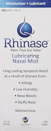 Rhinase Allergy Relief Saline Nasal Spray – Steroid Free, Dual Wetting Agent & Salt Formulation, 300 Sprays for Dry Nose, Allergy, nosebleeds from Nasal Dryness