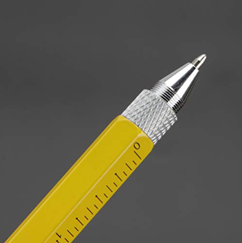 Falytemow 6 in 1 Multi Tool Tech Pen Multifunction as 0.7mm Black Ballpoint Pen Touchscreen Stylus Ruler Level Flathead and Phillips Screwdriver Cool Pen for Christmas or Valentine Gift (2pcs Yellow) - Thumbnail 7