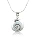 925 Sterling Silver Natural Shiva Eye Shell Inlay Round Pendant Necklace, 18 inches