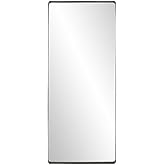 Howard Elliott Collection Large Steele Silver Oversized Hanging Wall Mirror with Brushed Stainless Steel Frame, Full Length V