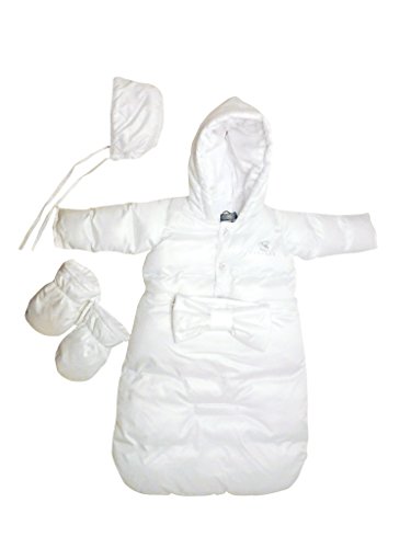Bebebon Complete Infant Baby Snowsuit Stroller Bunting Footmuff Layette Coat (Bow Snowsuit, White)