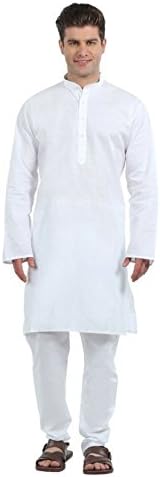 Indo Plan Kurta Pyjma Set For Men White Color 100% Cotton