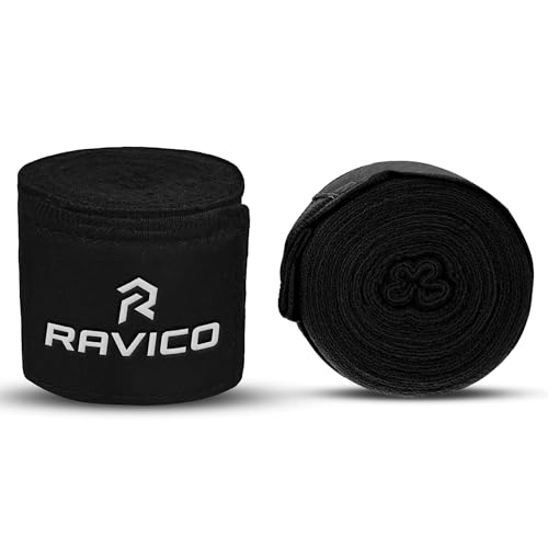 RAVICO Boxing Hand Wraps with Thumb Loop | Premium Cotton Hand Wraps for Boxing, Muay Thai, MMA, Kickboxing, Martial Arts Wraps for Men & Women 4 Meter, 160 Inch (Pair)