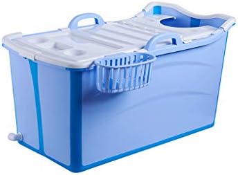 YONGJUN Adult Folding Thicken Bathtub Home, Children Baby Foldable Portable Bathtub with Lid, Plastic Tub Large Space, Pink, Blue (Color : Blue)