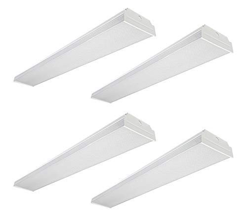 LEONLITE 40W 4FT LED Wraparound Garage Shop Light Flush Mount Ceiling Light, 100W Equiv. Ultra Bright 4000lm, Cool White 4000K, Pack of 4