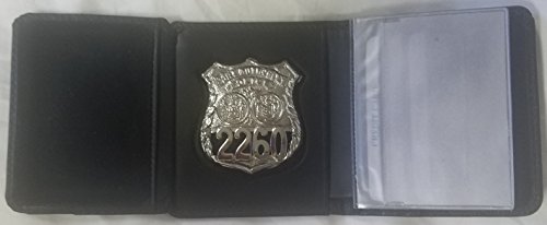 New York Police Shield Badge Tri-Fold Leather Badge Wallet Holder Money Section Credit Cards Police Sheriff Fire Dept. Security - Sold by Uniform World