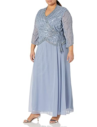 J Kara womens Plus Size Size 3/4 Sleeve V-neck Long Beaded Special Occasion Dre…