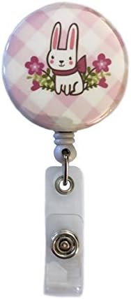 Easter Retractable Badge Reel ID Badge Holder (Bunny & Flowers)