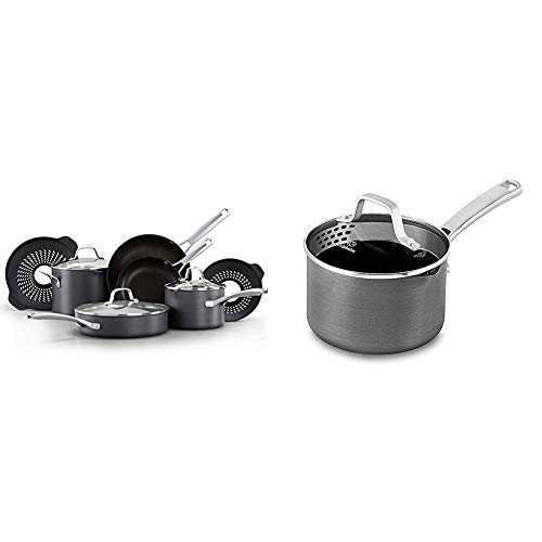Calphalon Classic Pots and Pans Set, 10 Piece Cookware Set with No Boil