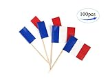 France Flag French Flags,100 Pcs Cupcake Toppers Flag, Country Toothpick Flag,Small Mini Stick flags Picks Party Decoration Celebration Cocktail Food Bar Cake Flags