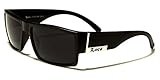 Locs Mens Flat Top Gangster Sunglasses Matte Black Silver Frame 91026