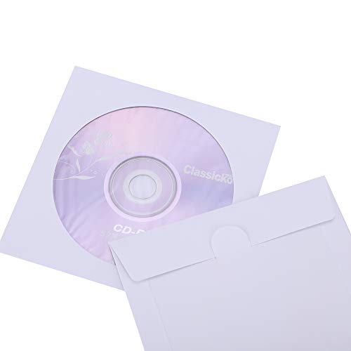 PacificMailer Paper CD DVD Disc Sleeves Envelope with Window Cut Out and Flap, Premium Thick [120g Heavy Weight, Pack of 1000]