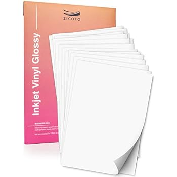 Premium Printable Vinyl Sticker Paper for Your Inkjet Or Laser Printer - 15 Glossy White Waterproof Decal Paper Sheets - Dries Quickly and Holds Ink Beautifully